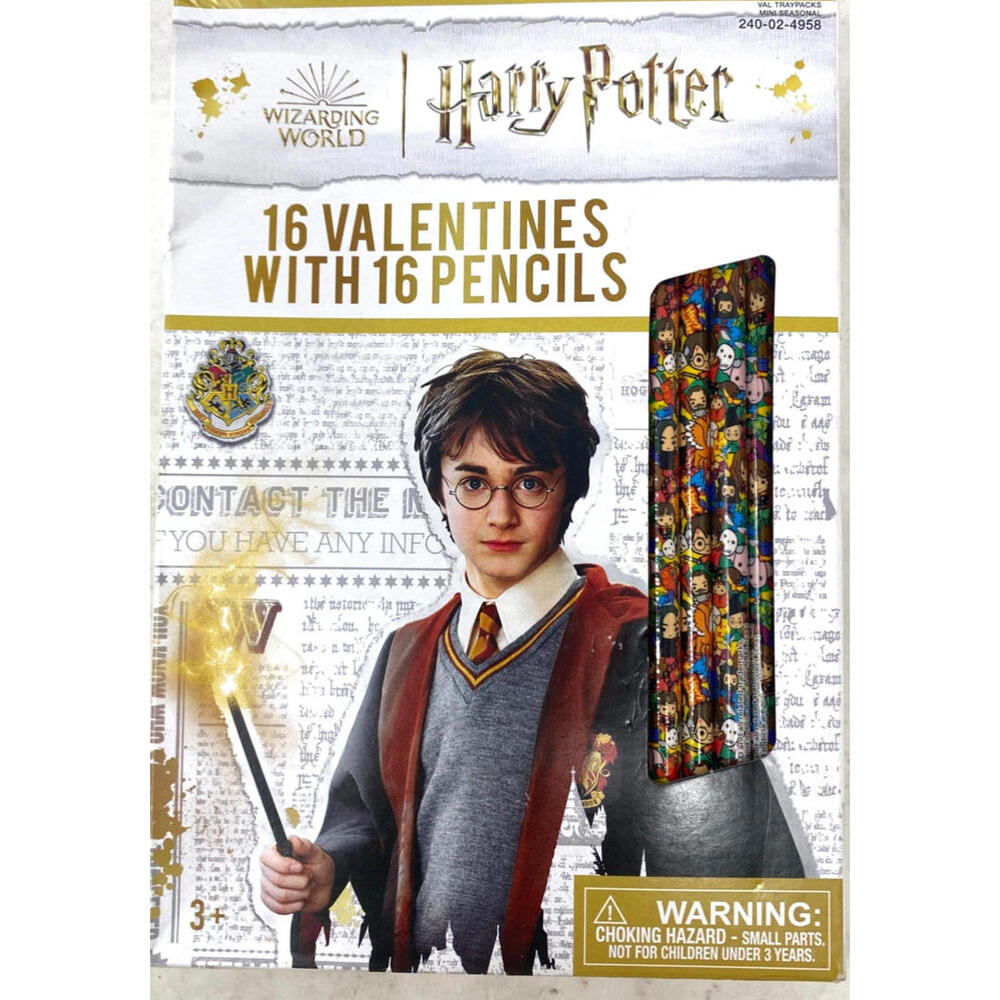 Wizarding World Harry Potter Set Of 16 Valentines Cards with 16 Pencils